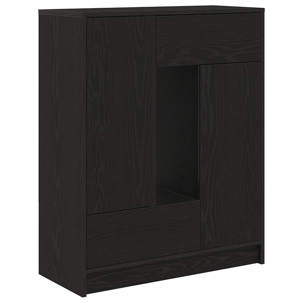 Sideboard with Drawers and Doors Black Oak Effect 73 x 31 x 90 cm