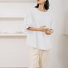 Crew Neck Shirt Women's Japan and Korea Summer Loose Cotton Oversized Lantern Sleeve Top Popular
