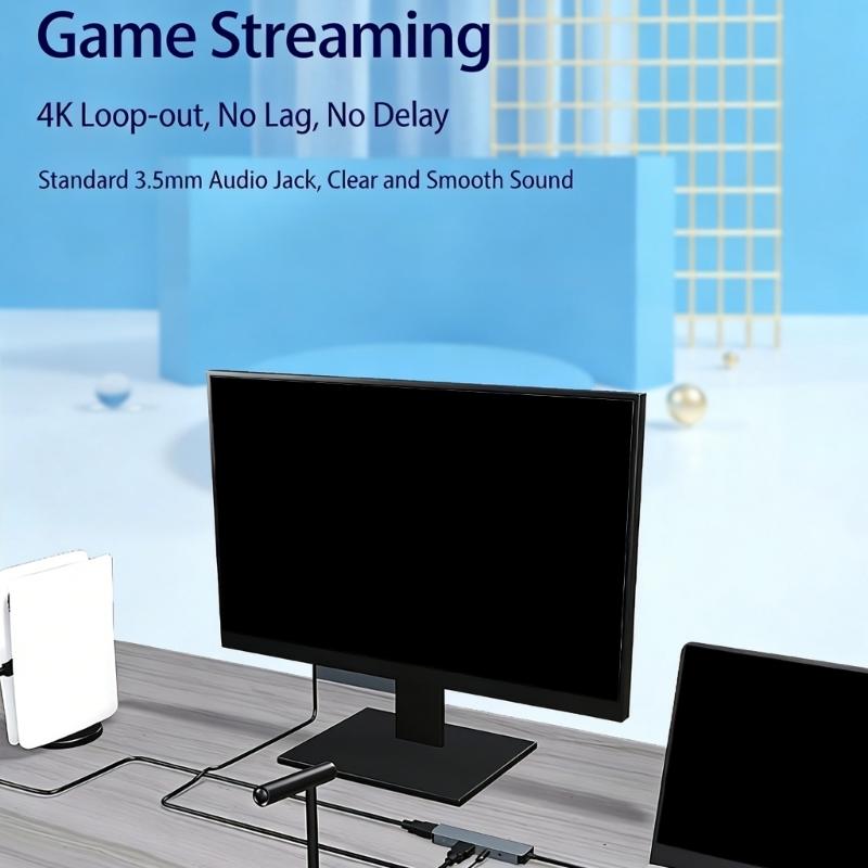 Portable 4K Video Capture Card USB3.0 Technology and Double Interfaces Design for Streaming Recording and Content Creation