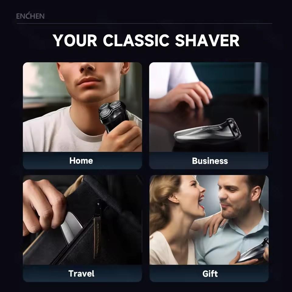Xiaomi ENCHEN Electric Shaver 3D Blackstone 3 Waterproof Razor Wet And Dry Dual Use Face Beard Battery Digital Display For Men