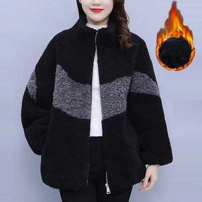 Осенне-зимнее пальто из овечьего бархата, новый стиль, меховое цельное, цветное, зернистое бархатное пальто, женская одежда свободного большого размера