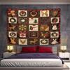 Red Plaid Christmas Collage Tapestry Wall Hanging Retro Holiday Decor for Bedroom Living Room Cozy Gift