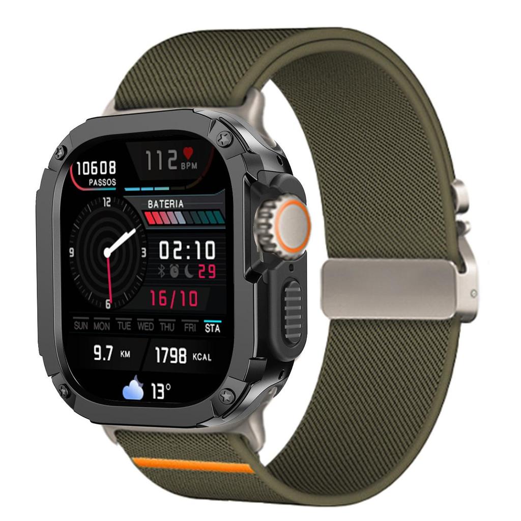 Нейлоновый ремешок + Чехол для Apple Watch Band Ultra 3 49мм 45мм 46мм 44мм 42мм 40мм 41мм 38мм iWatch Серии 11 SE 3 10 9 8 7 6 5 4 3 2 1