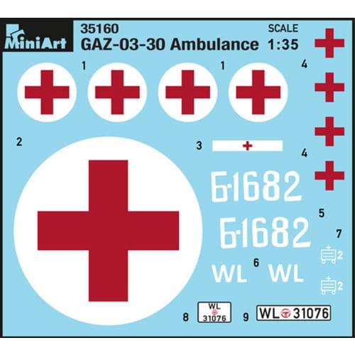Miniart 1/35 GAZ-03-30 Ambulance Plastic Model