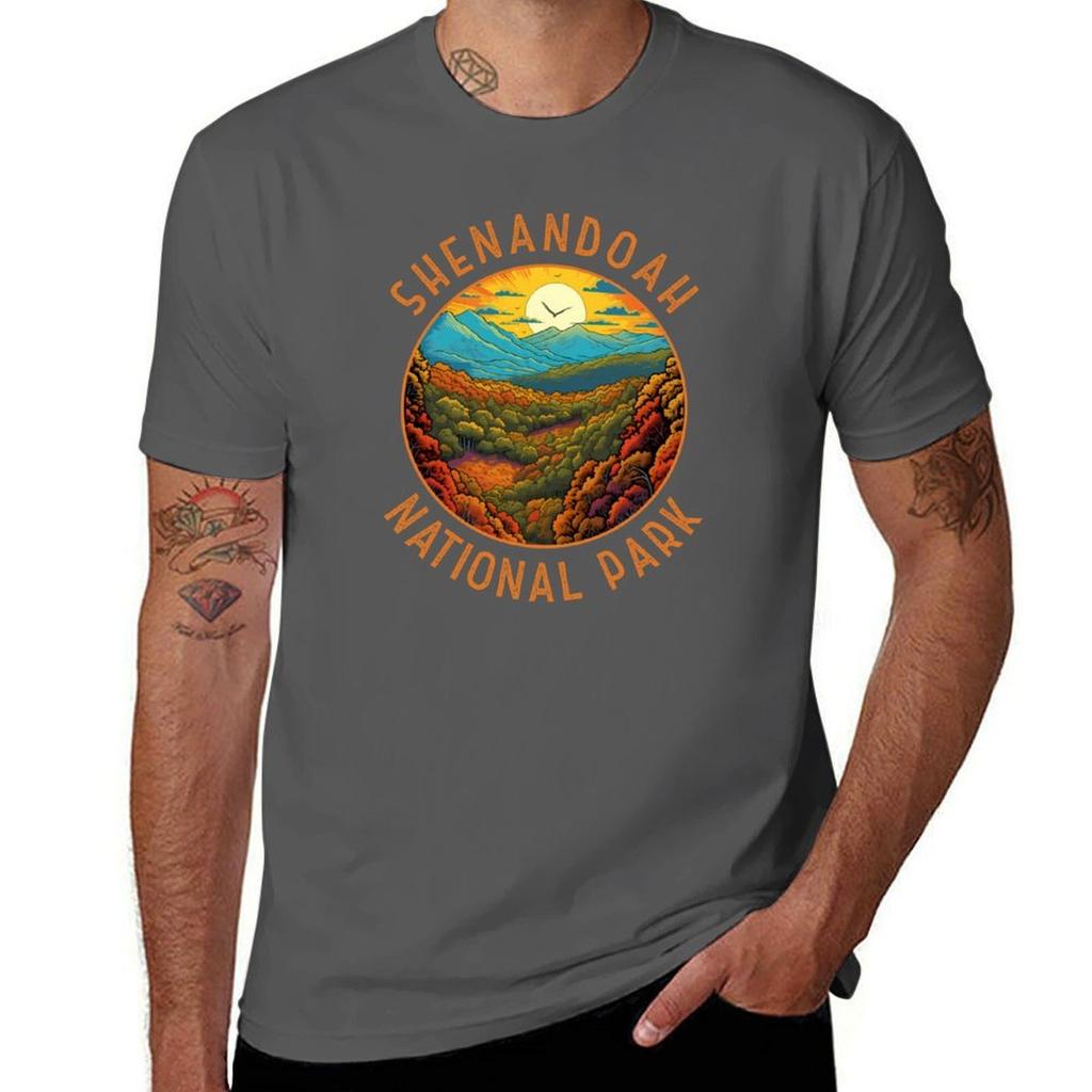 Shenandoah National Park Illustration Distressed Circle TShirt t shirts for man graphic funny anime tshirt TShirt