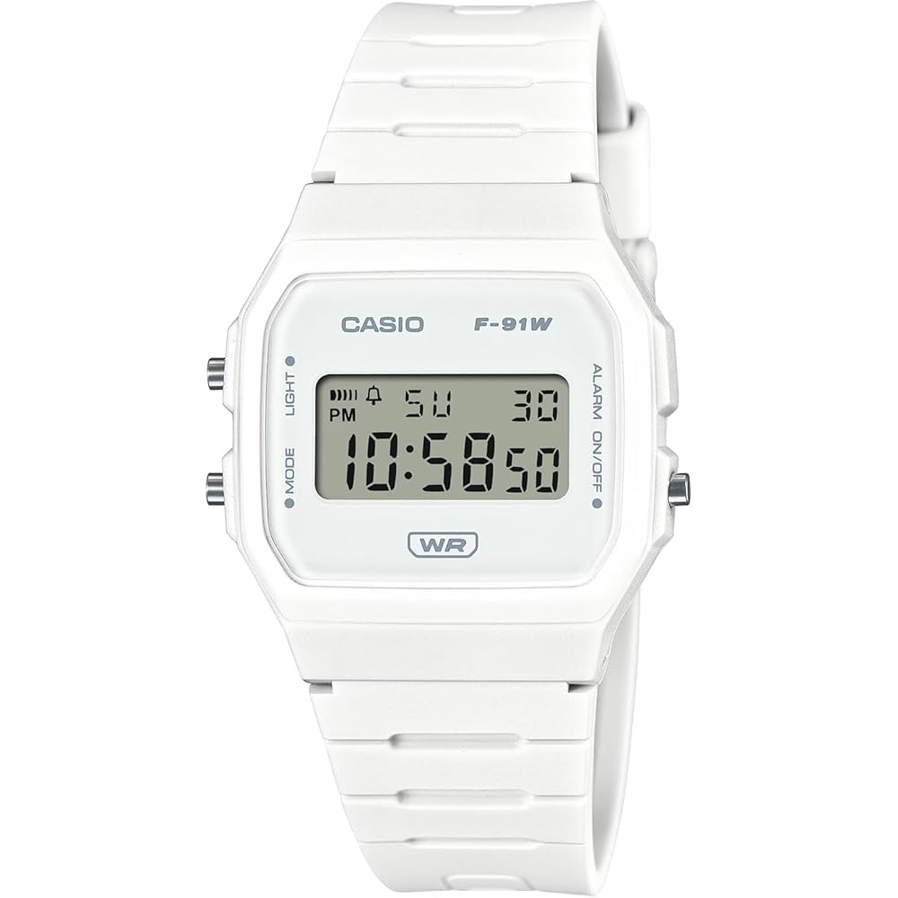 Casio F-91WB-7A Унисекс Цифровые Часы Ремешок из Биопластика Белый Простая Упаковка
