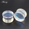 Alisouy 2pcs Glass Cloured GIaze AB Colorful Round Ear Tunnels Plugs Expander Stretcher Gauges Earrings Piercing Body Jewelry
