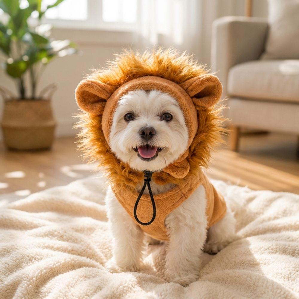 Breathable Plush Dog Lion Mane Hat Simulated Lion Mane Pet Lion Mane Headwear Holiday Dress Up