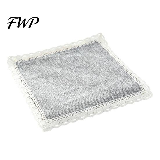 Retro Lace Trim Chair Mat Cotton Linen Pad with Ties, Striped Plaid Decorative Seat for Rattan Chairs Trim, Breathable Dining Office Summer