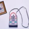 Women Cartoon Knitted Handheld Outdoor Crossbody Bag Leisure Cute Inclined Shoulder Bags Snap Button Mobile Phone Bags