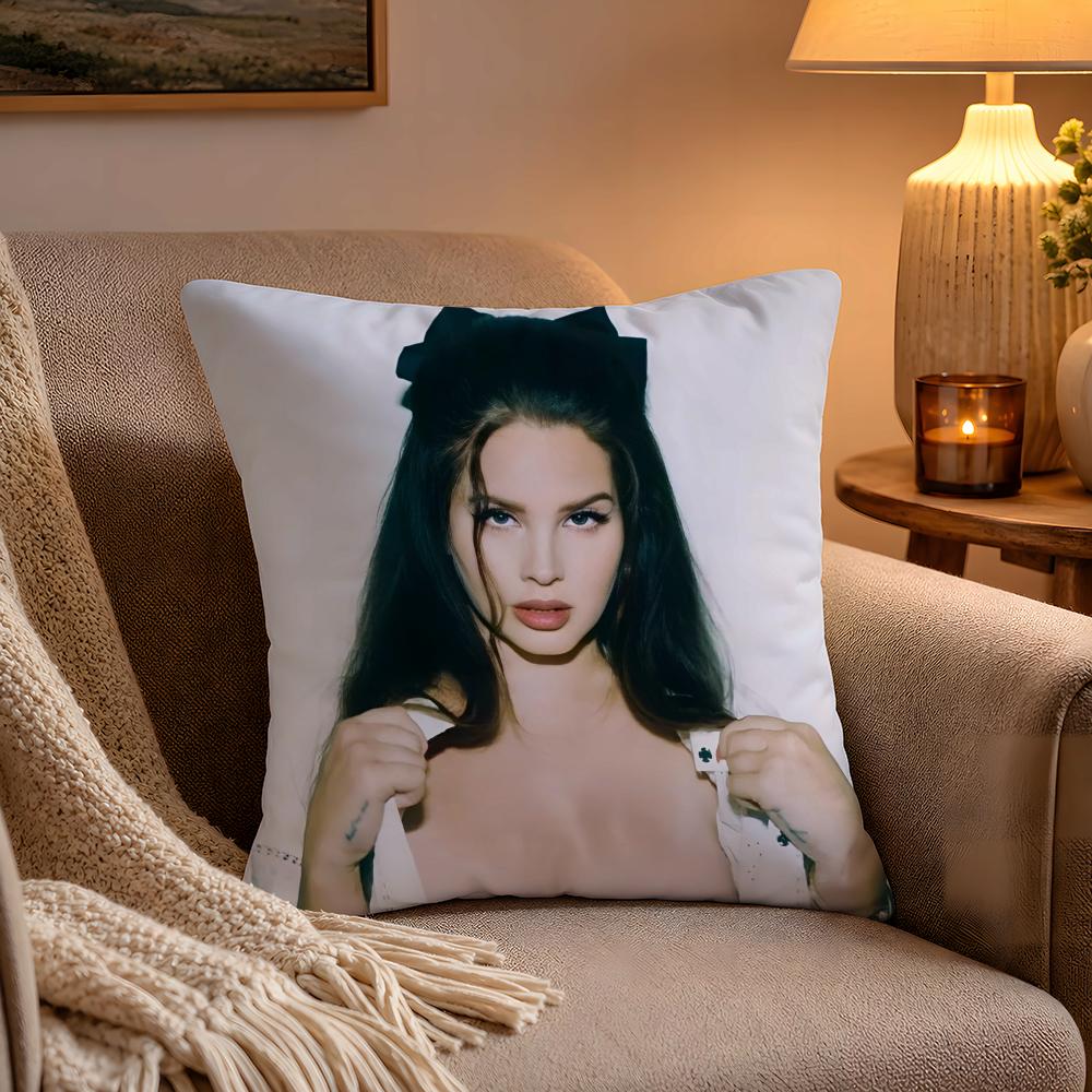 Hot Singer LLana DDel RReyS Pillow Case Soft Plush Cushion Cover Double Print and Invisible Zipper for Sofa Home Car Use
