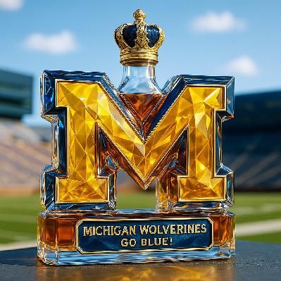 Michigan Wolverines Letter M Whiskey Decanter - Creative Borosilicate Glass Liquor Carafe & Wine Bottle for Home Bar Decor