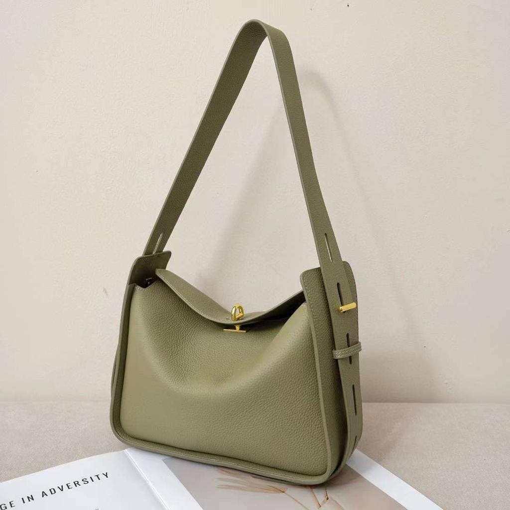Luxury Designer Women Crossbody Bag Top Grain Genuine Cow Leather Large Capacity Shoulder Bag with Adjustable Wide Strap