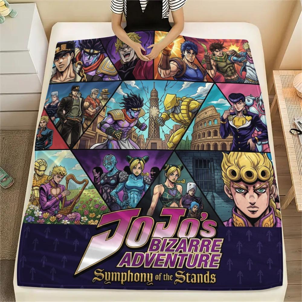 1PC Jojos Bizarre Adventure Patterned Flannel Blanket Suitable For All Seasons For Home Decor Warmth And Comfort Gifts Holiday Present