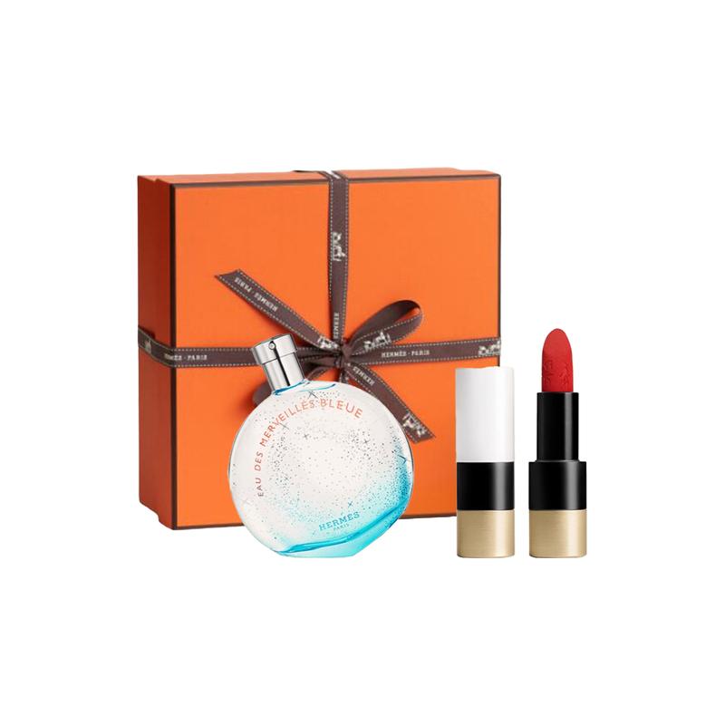 Hermes Perfume Set Toilette EDT + Floral Fragrance 12098982 12098982-Two-piece set: Blue Orange Starlight Eau de Parfum 30ml + Satin Lipstick #21