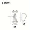 8pcs Stainless Steel Deck Nails with Spring Buckle, Fish Bone Design for Secure Binding, Suitable for Outdoor Camping and Hiking