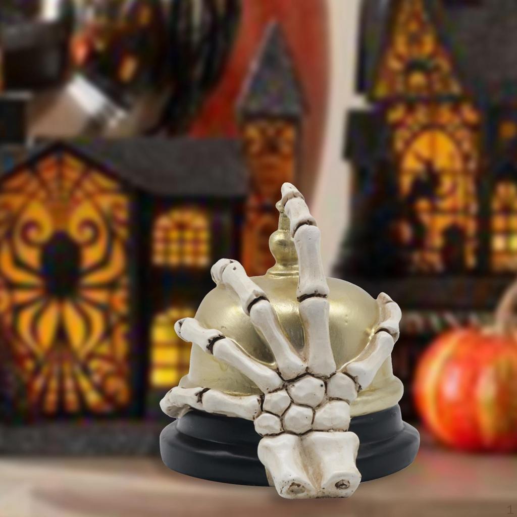Halloween Skeleton Hand and Bell Statue Resin Figurine Gift Collectible Ornament Sculpture for