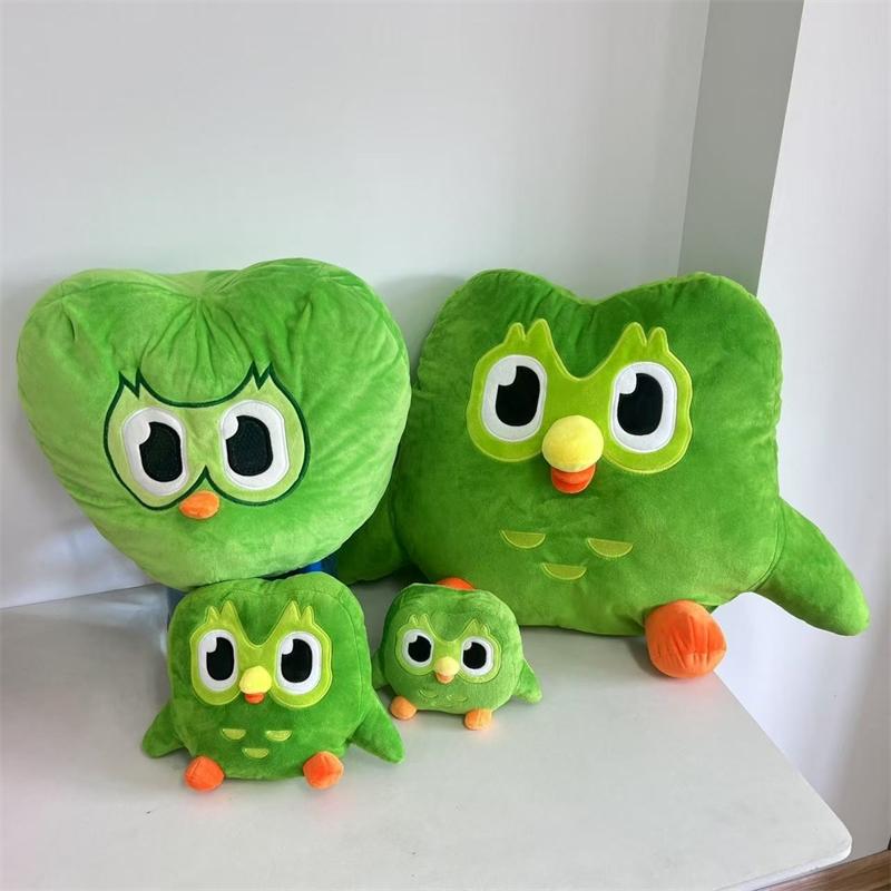 Плюшевая игрушка Сова Duolingo Зеленая Мягкое Набивное Животное Маскот для Изучения Языков Милый Домашний Декор для Стола Для Детей Подростков Подарок на День Рождения