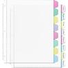 HABGP16PCS/2 Set 3 Ring Clear Binder Dividers with Tabs, 8.5 x 11 8 Tabs Binder Dividers with Pockets, Clear Page Protectors Index Dividers for 3