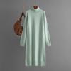 Women's Clothing, New Casual Solid Color Turtleneck Knitted Sweater Slit Primer Dress In Autumn and Winter
