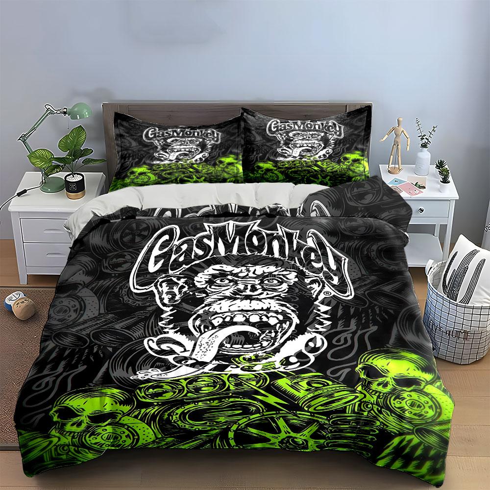 Gas Monkey Skull Bedding Set Bedding Duvet Cover Set Duvet Cover Pillowcases (1 * Duvet Cover 2 * Pillowcases, without duvet insert)