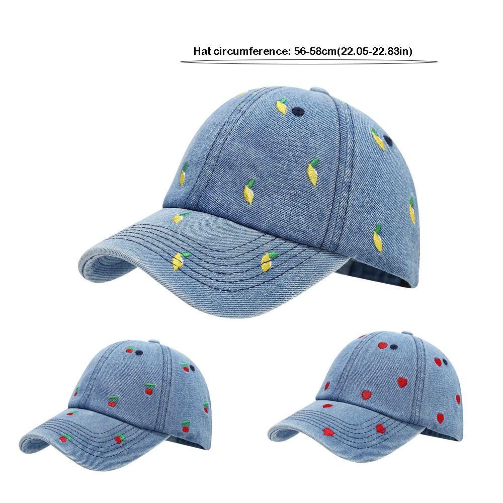 Denim Baseball Caps Lemon Love Cherry Embroidery Gorras Para Hombres Trendy Trucker Cap Unisex