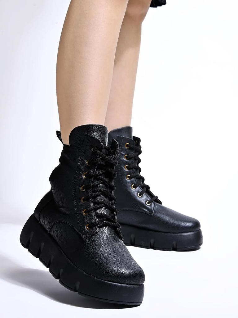 Shoetopia Женские короткие ботильоны на массивном каблуке с нескользящей подошвой, удобные модные ботильоны на щиколотку | Мягкая амортизирующая подошва | Для повседневной носки, вечеринок и зимы