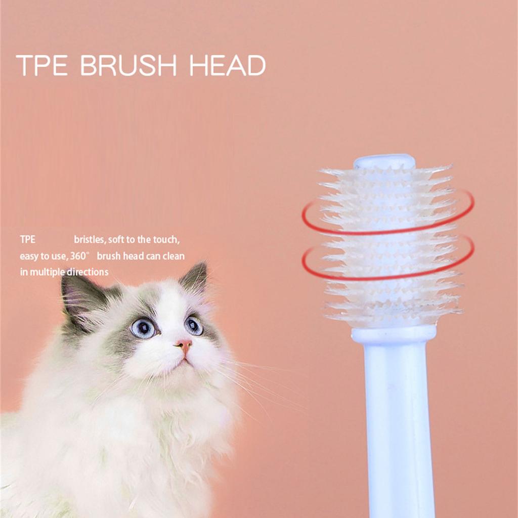 Зубная щетка с поворотом на 360 градусов для собак и кошек, зубная щетка для обучения домашних животных, мягкая щетина, уход за зубами, средства по уходу за домашними животными