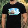 T-Shirt Herren Piratenschiff Pixel Art Motiv Baumwolle Größe XS bis 5XL