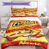 3pcs Custom Name Cheetos Bedding Set Duvet Cover Closure Includes 1 Duvet Cover & 2 Pillowcases, Soft and Comfortable for All Seasons.