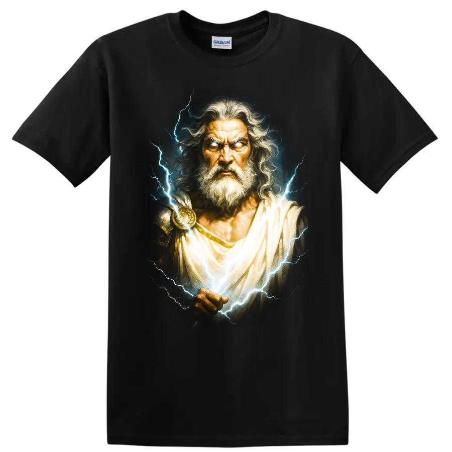 Zeus Thunder God Lightning Mythology T Shirt Greek Deity Power Pose Tee