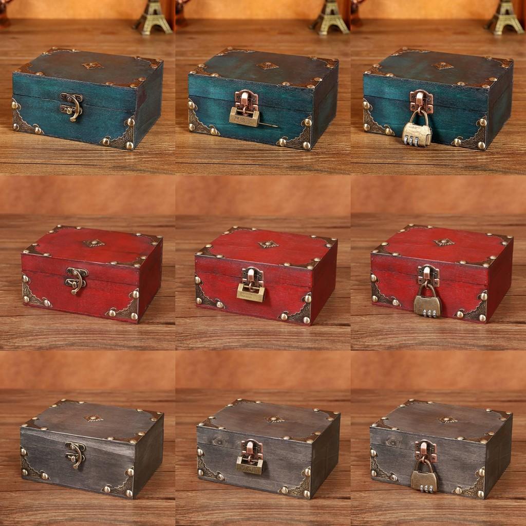 New Chinese Style Wooden Desktop Organizer Box With Lock For Jewelry Storage