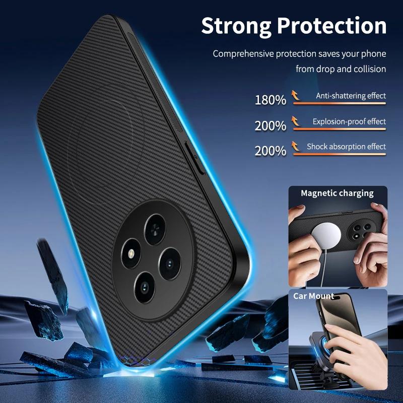 Магнитный силиконовый чехол для Realme 12X 13 12 Pro Plus 5G 4G Беспроводная зарядка Карбоновое волокно ПУ Противоударный Мягкий чехол Чехлы для телефонов