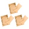 3Pcs Kraft Paper Envelopes with Clear Stripe Line Smooth Reliable Writing Vintage Style Invitations Elegant Wedding Stationery Set