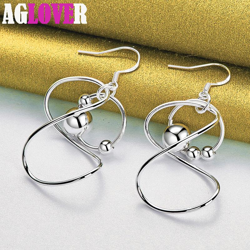 Ювелирные изделия из серебра 925 пробы с гладкими геометрическими бусинами и серьгами