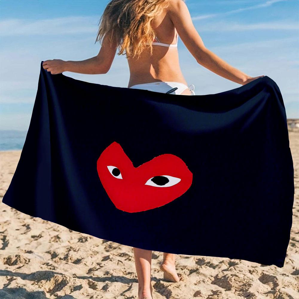 P-Play H-Heart-s Логотип Пляжное полотенце Мультяшное Быстросохнущее Микрофибра Полотенце для ванны для плавания Серфинга Кемпинга Унисекс Праздничное