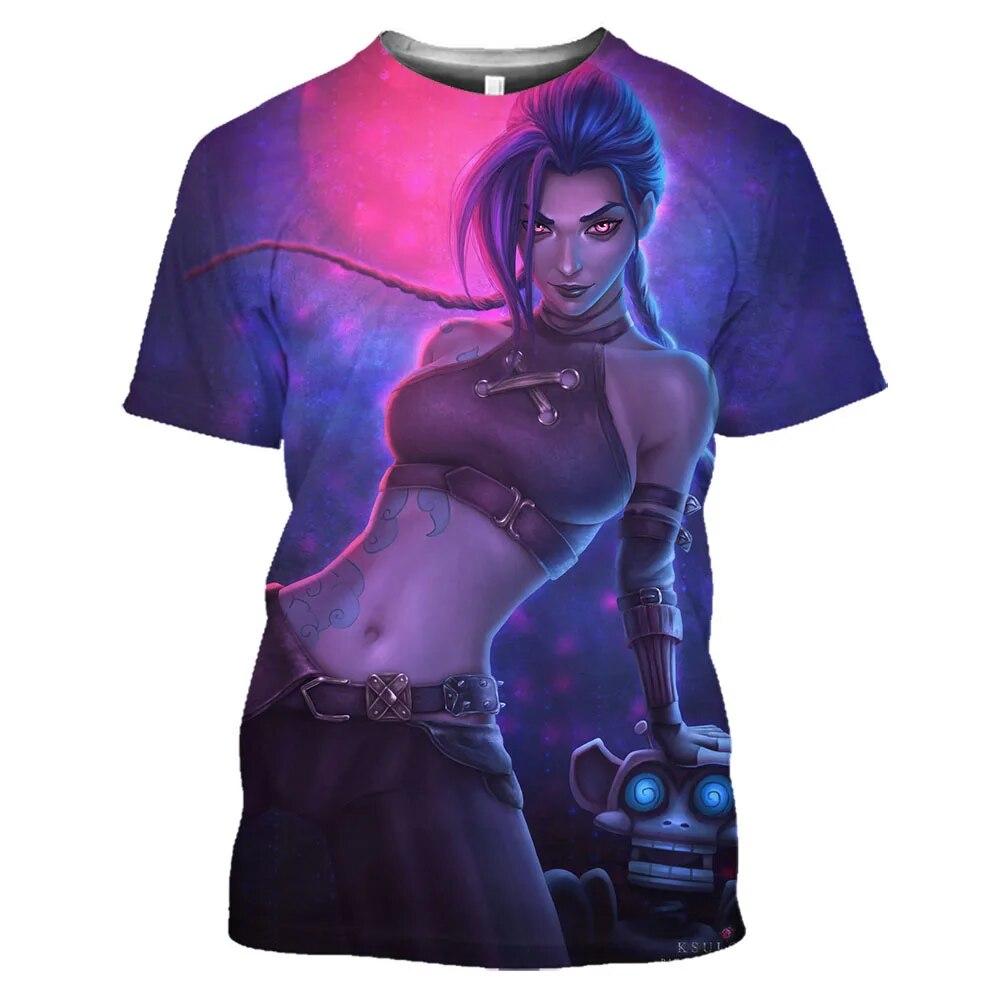 Anime LoL Arcane T Shirt Men Women Fashion League Of Legends 3D Print T-shirt Kids Hip Hop Tops Tees Boy Tshirt Game Camiseta… More