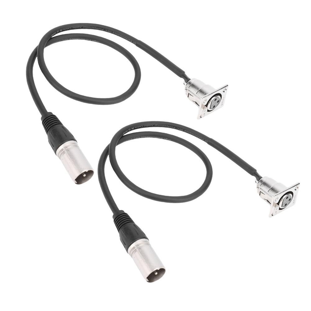 2 Pcs 3Pin XLR Female To 3Pin Male XLR Pass Through Cable Mic Feed Thru Converter for Stage Box