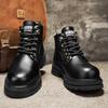 Модный Роскошный Бренд Мужская Обувь на Шнуровке Зимние Классические Мужские Ботинки с Высоким Голенищем Мужская Корейская Версия Повседневная Обувь Мужские Кожаные Модные Ботинки