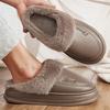 Men's Winter Slippers Home Warm Furry Plush Lining EVA Sole Indoor Slides Waterproof Upper Cozy Memory Foam House Shoes Plus Size