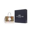 Coach 29 Logo Rainbow Stripe Classic Canvas And Leather Tote Bag Women tote Brown White CJ578-SVOT8