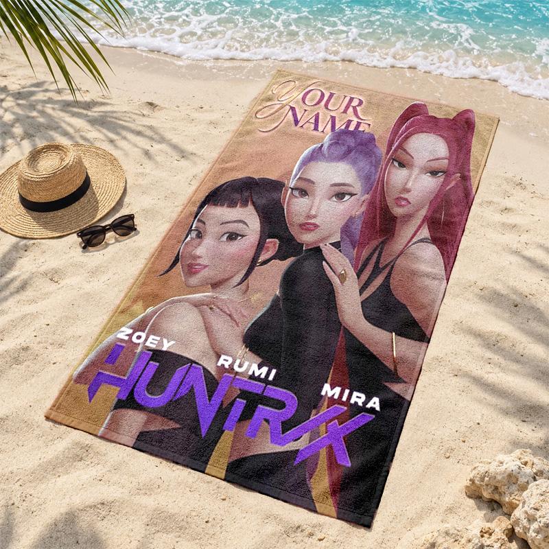 Kpop demon hunters Custom Name Beach towels also serve as bath towels summer essential a musthave for the outdoors the beach and the pool