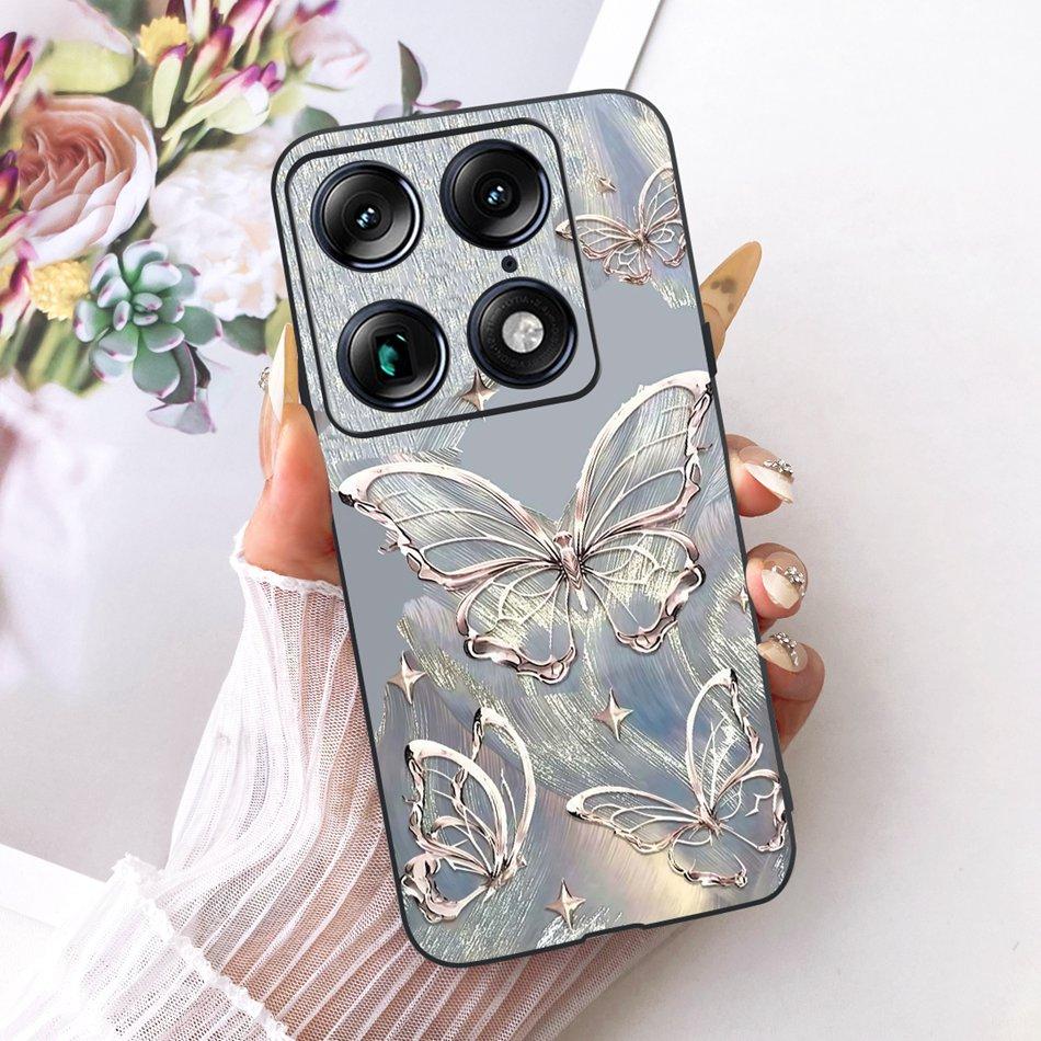For Motorola Signature Cute Flower Butterfly Cat Painted Case For Motorola Signature XT2603-2 Black Silicone Soft Phone Cases