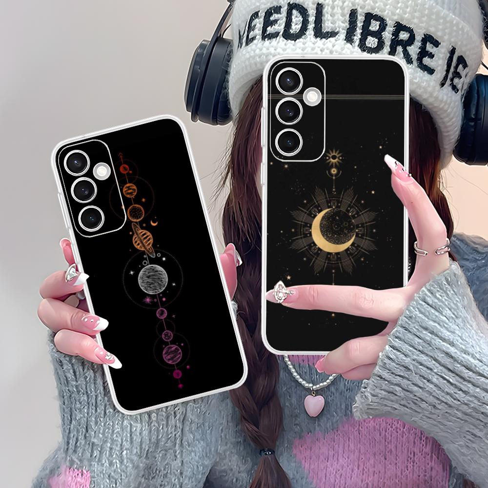 Sun Moon Mobile Cell Phone Case for Samsung Galaxy S25 S24 S23 S22 S21Plus FE Ultra Clear Colorful Cover Luxury Cellphones