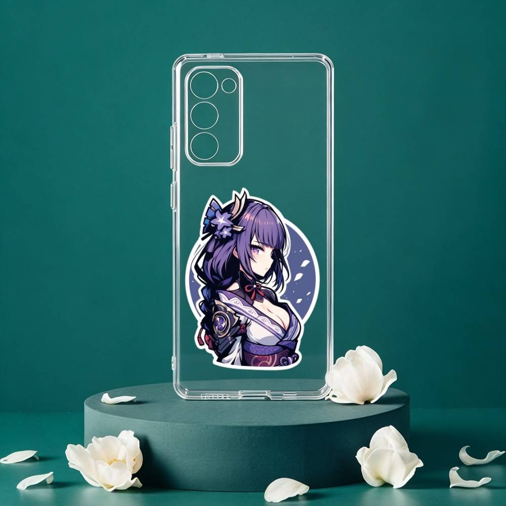 R-Raiden Shogun Genshin Чехол для телефона Samsung Galaxy S24 S25 S23 S22 S21 Plus S24 S25 Прозрачный чехол