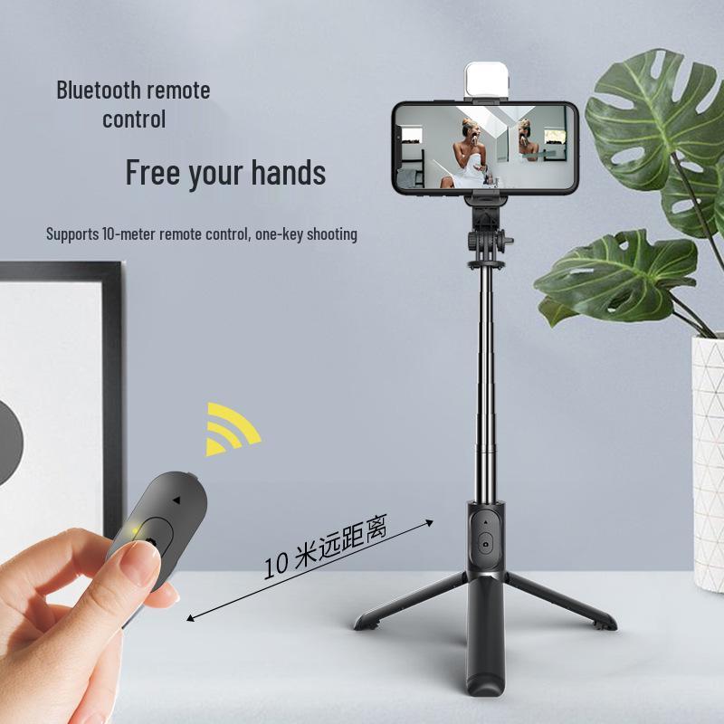 Q02S Bluetooth Стабилизирующий Раскладной Штатив для Путешествий и Селфи-Палка для Фотосъемки на Телефон и Прямых Трансляций