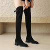 Замшевые Осенне-зимние Ботинки На Среднем Каблуке Размер 43 Ботфорты Чулок Натяжные Эластичные Ботфорты Выше Колена