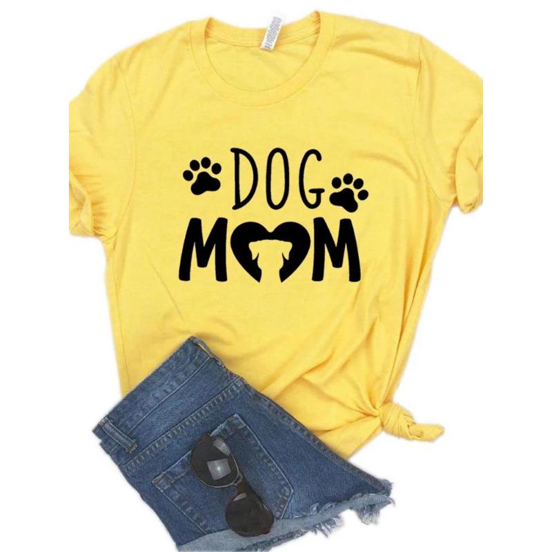 Женская футболка с принтом Dog Mom PAW Футболка женская с коротким рукавом и круглым вырезом Свободная футболка женская повседневная футболка одежда топы