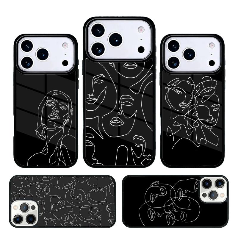 Постер Минималистичное лицо Арт чехол для мобильного телефона Совместим с IPhone 17 16 15 14 13 12 11Pro Max 17 Air