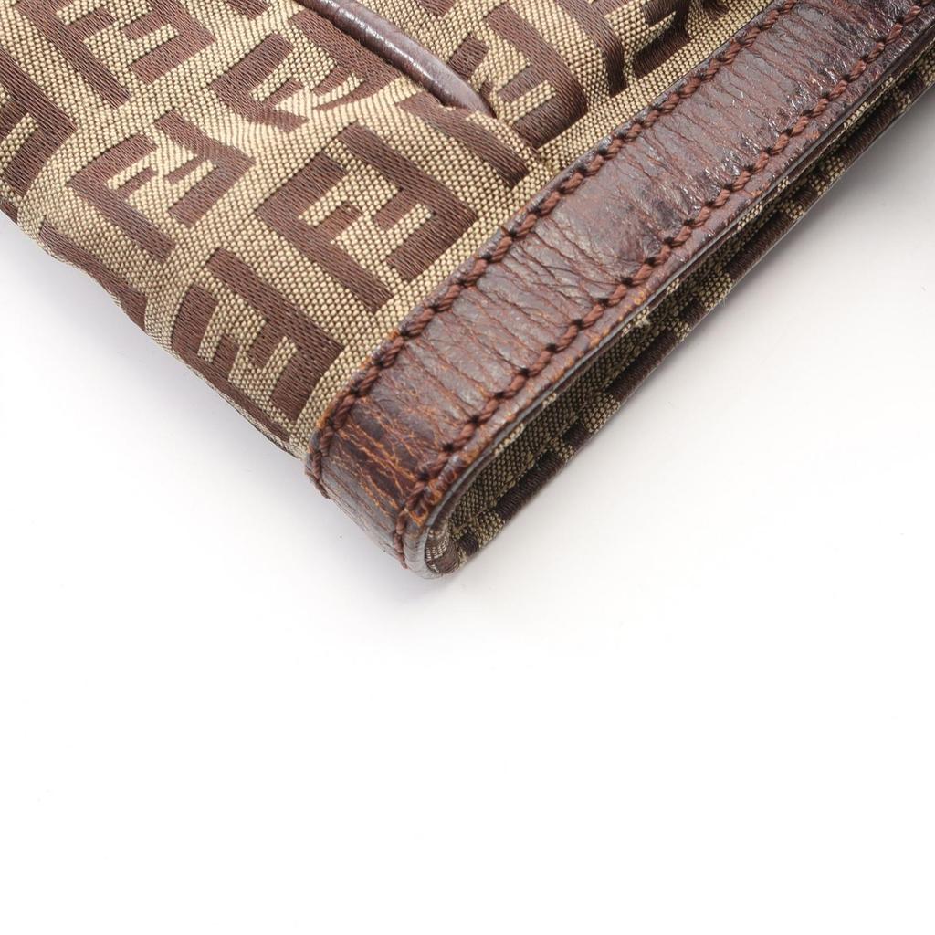 Used FENDI Zucchino Tote Bag 8BH162 canvas leather Beige Brown Used Women